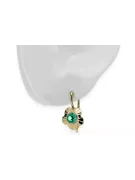 Or jaune 14 carats Émeraude Des boucles d'oreilles Vintage vec028y